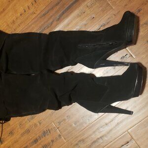 Thigh High Suede Leather Boots